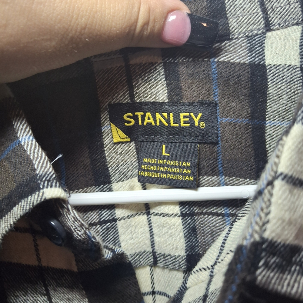 Stanley Plaid Button-Down Shirt‎ - Black, White, and Blue - Picture 3 of 5